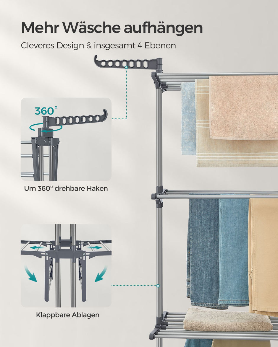 Wagemut Rack - 4 Level - faltbare Flügel - graue Räder