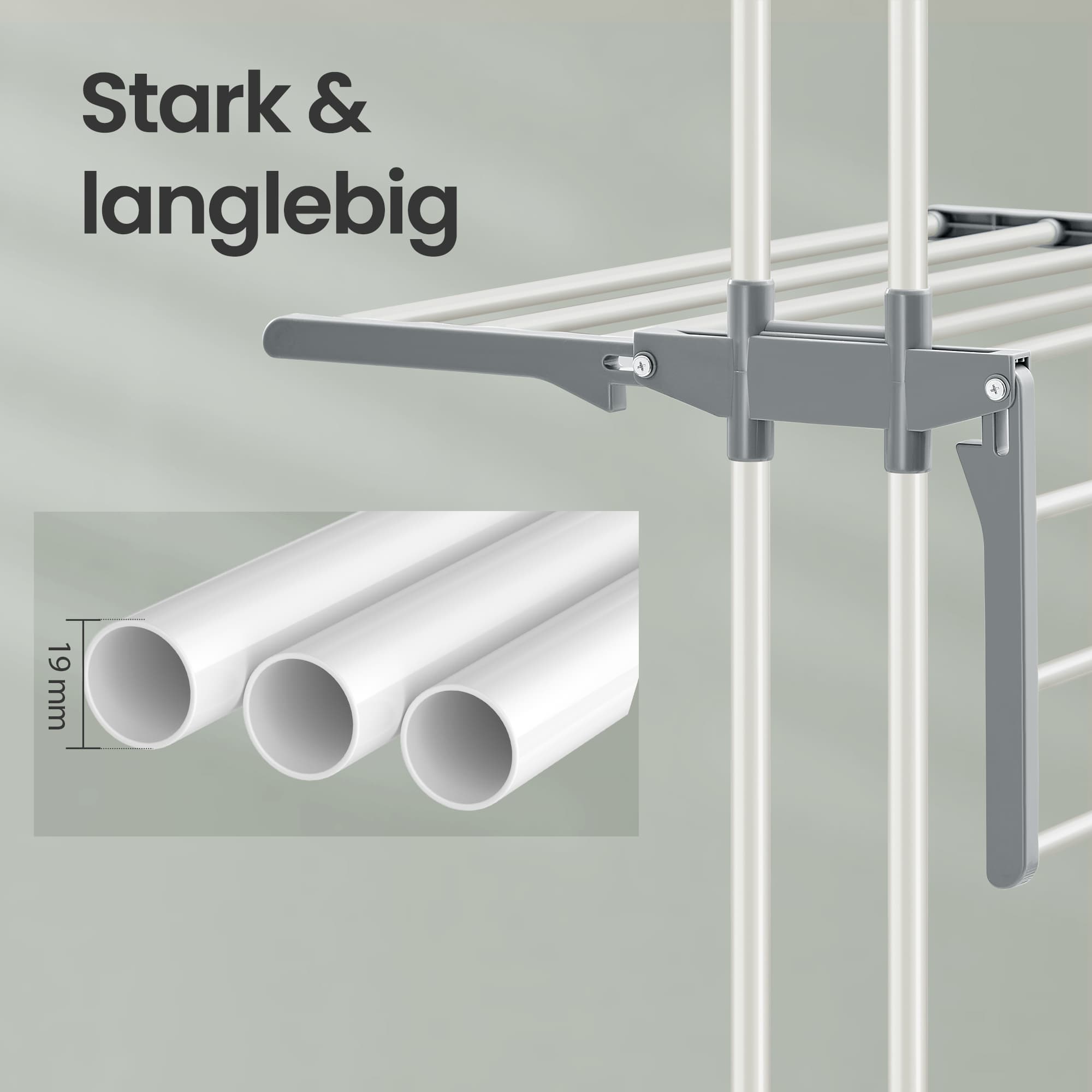 Trocknerständer - faltbares Waschregal - 173 cm hoch - Edelstahl - Grau