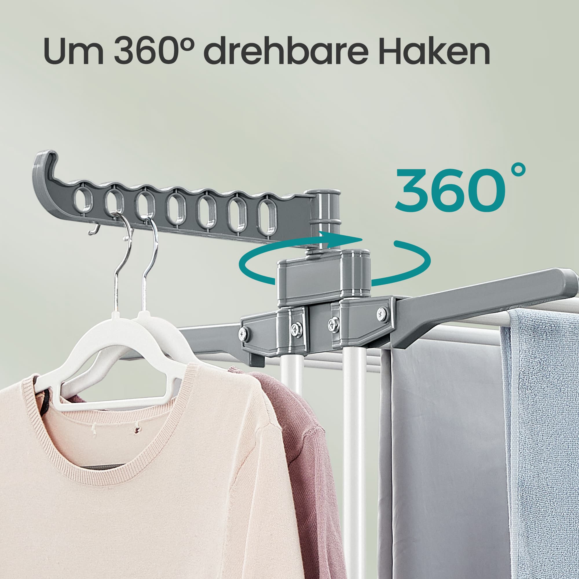 Trocknerständer - faltbares Waschregal - 173 cm hoch - Edelstahl - Grau