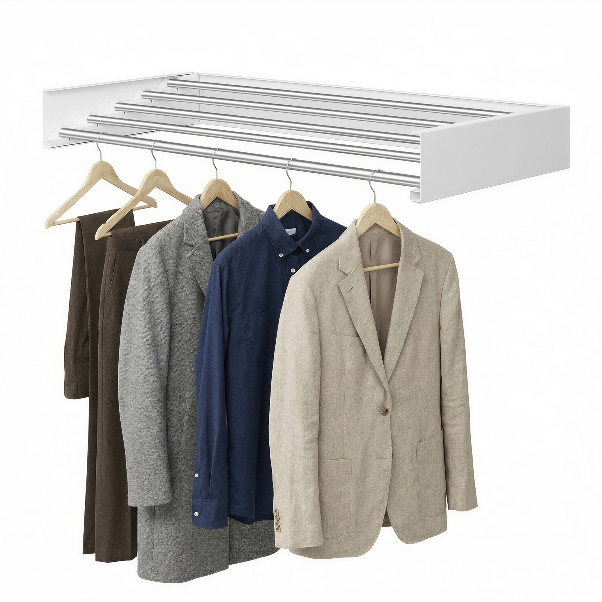 Wanddroogrek - Uitschuifbaar - 6 Stangen - 100 cm - Wit