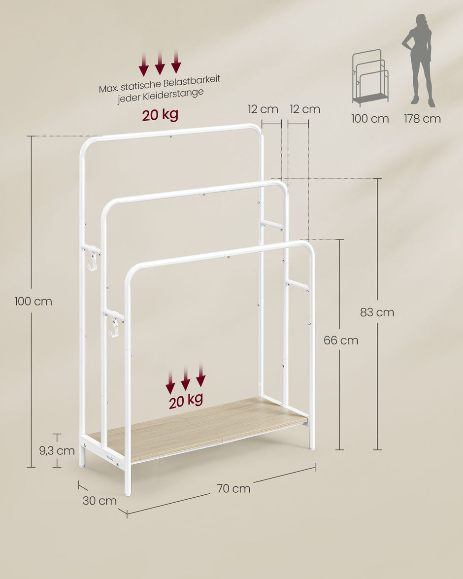 Handtuchhalter mit 3 Stangenwolken weiß-natürliche Beige