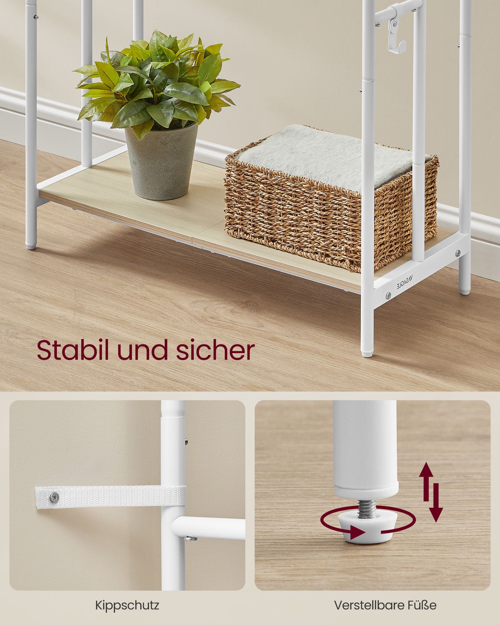 Handtuchhalter mit 3 Stangenwolken weiß-natürliche Beige