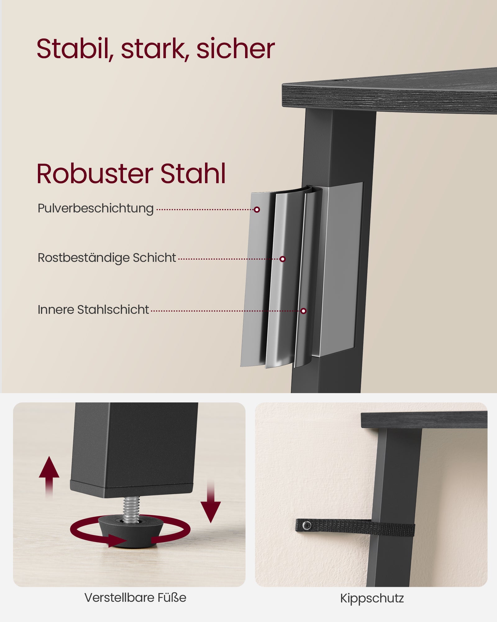 Bücherregal 5 Ebenen Industrielle Anthrazitgrau Matte Schwarz