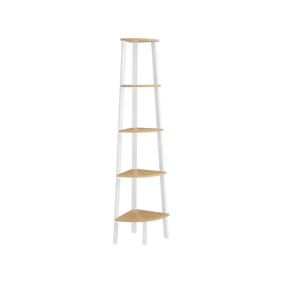 Bücherregal 5 Ebenen Industrial natürliche Eichenfarbe Matt White