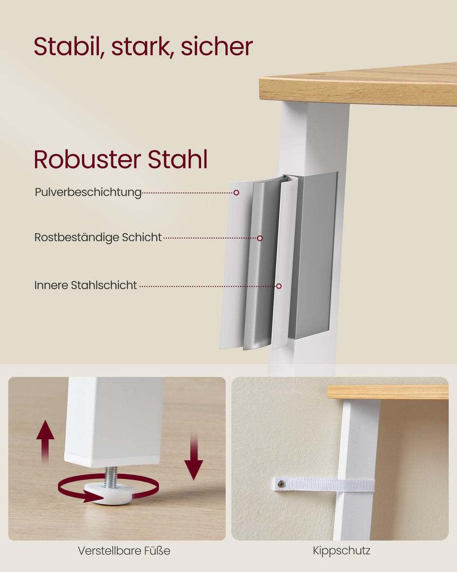 Bücherregal 5 Ebenen Industrial natürliche Eichenfarbe Matt White