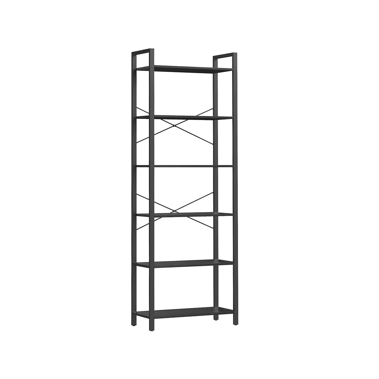 Wohnzimmerschrank - Buchregal - mit 6 Levels - Metallrahmen - Brown