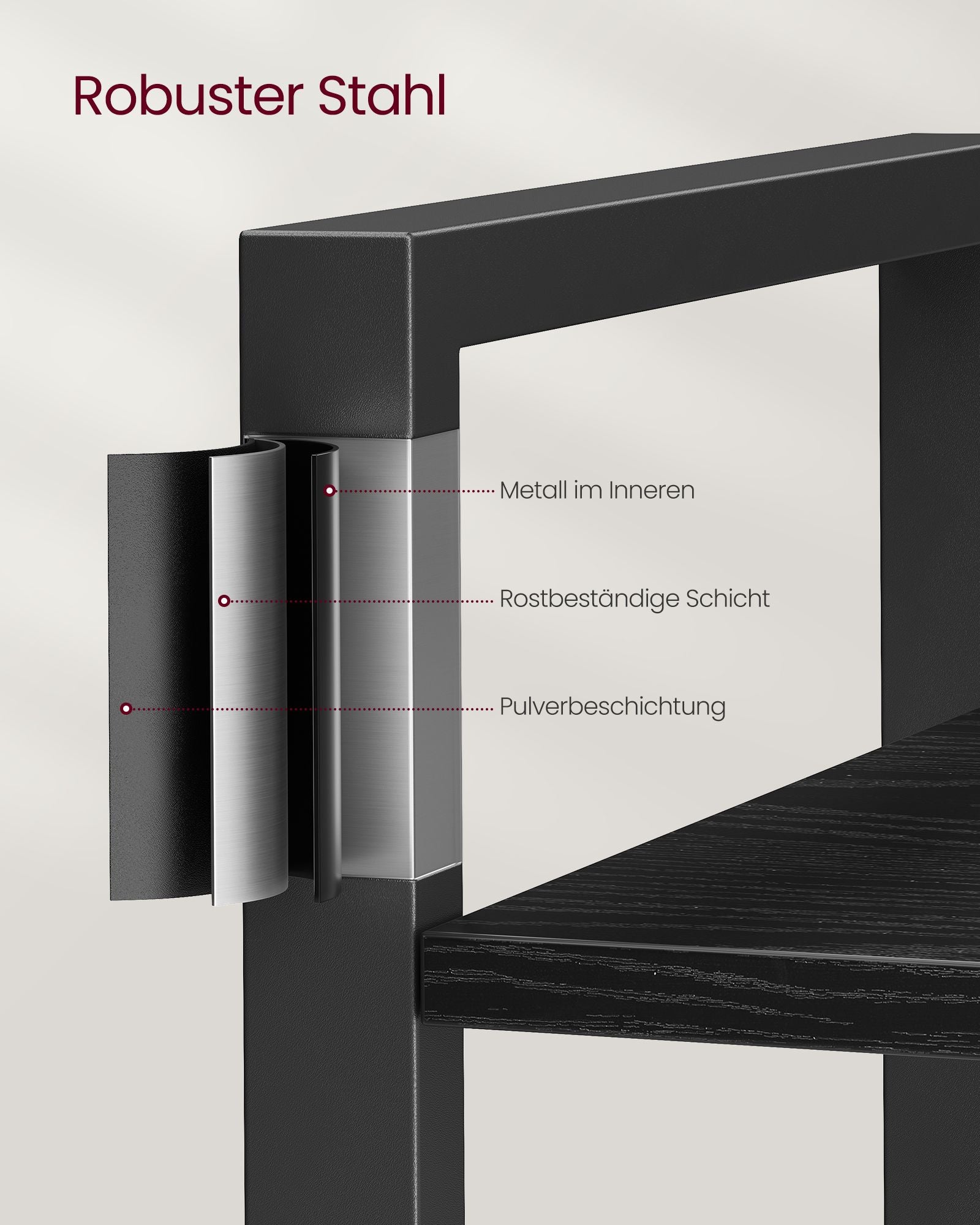 Bücherregal - 6 Schichten - mit Stahlrahmen