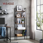 Bücherregal - Wohnzimmerschrank - mit 5 Levels - Metallrahmen - Brown