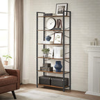 Bücherregal - 6 Level - 30 x 120 x 172,5 cm - Vintage Brown / Schwarz
