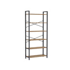 Bücherregal-6-Level-30 x 80 x 186 cm-Dark-Walnuss-Schwarz