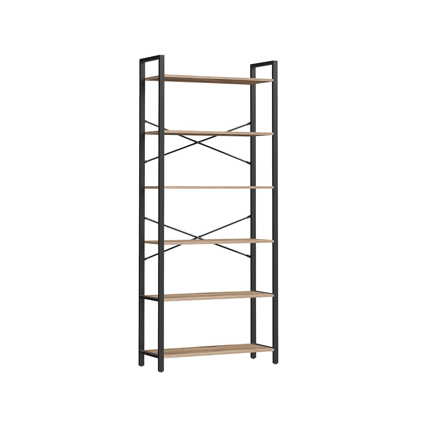 Bücherregal-6-Level-Industrial-Design-Camelbruin-Tinte schwarz