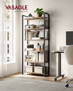 Bücherregal-6-Level-Industrial-Design-Camelbruin-Tinte schwarz