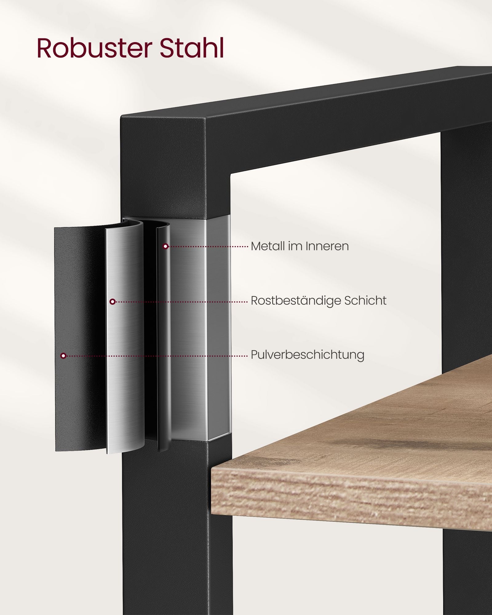 Bücherregal-6-Level-Industrial-Design-Camelbruin-Tinte schwarz