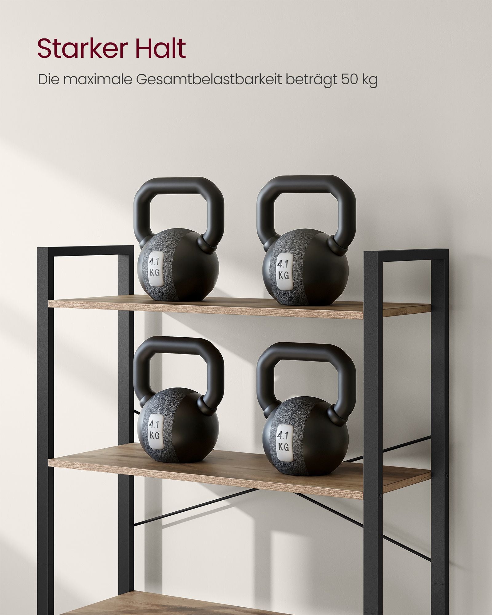 Bücherregal-6-Level-Industrial-Design-Camelbruin-Tinte schwarz
