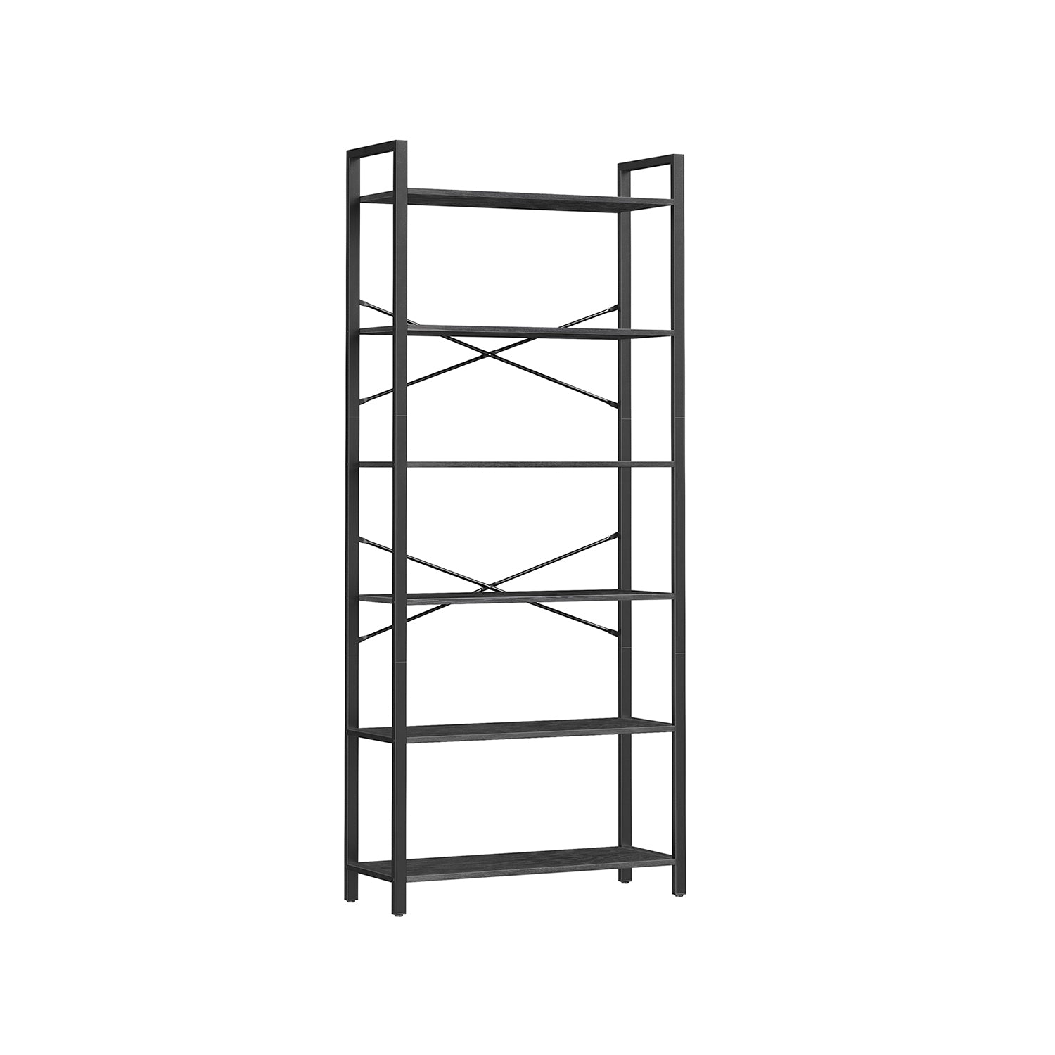 Bücherregal-6-Level-Industrial Design-Ebony-Zwart-Inktzwart