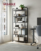 Bücherregal-6-Level-Industrial Design-Ebony-Zwart-Inktzwart