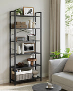 Bücherregal-6-Level-Industrial Design-Ebony-Zwart-Inktzwart