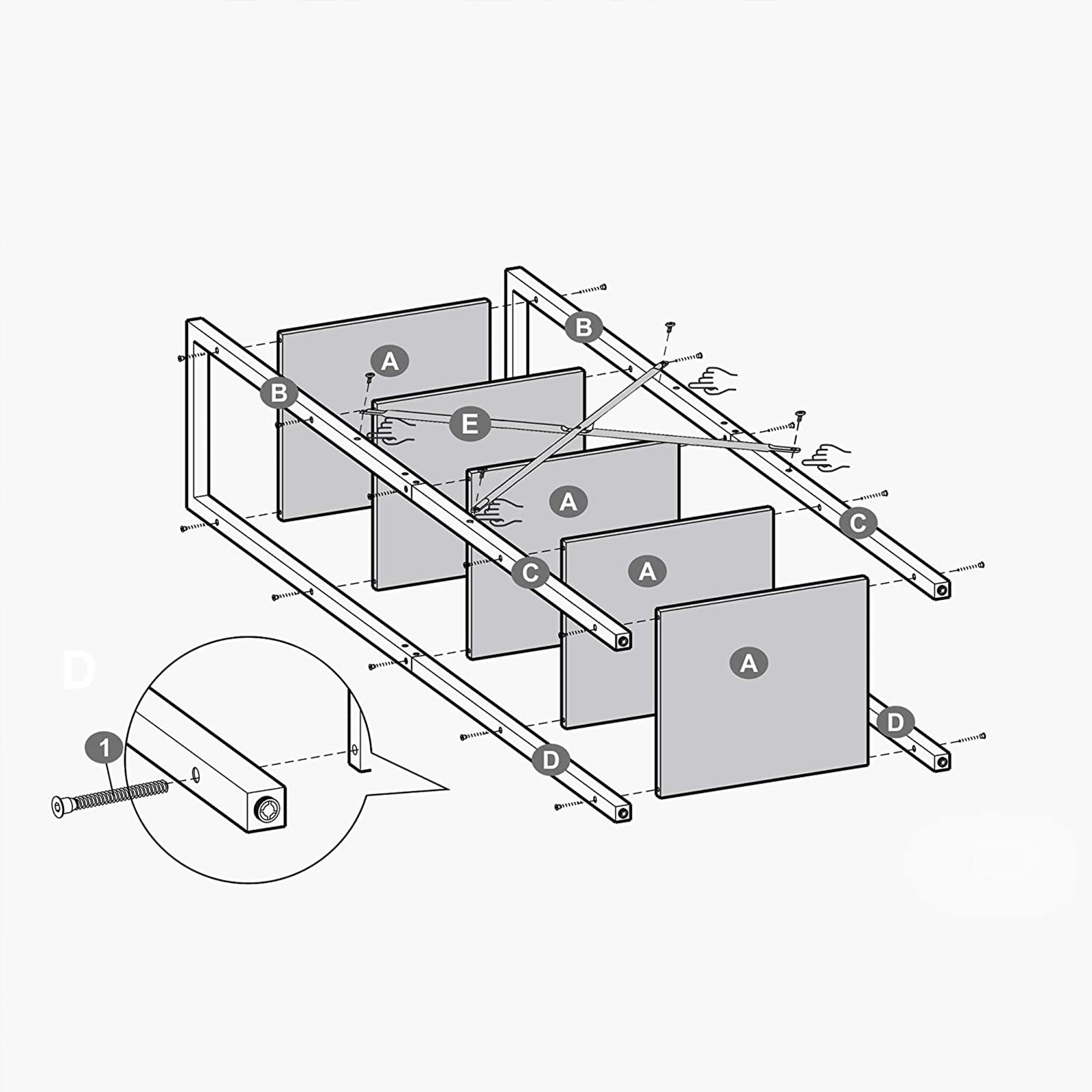 Bücherregal - Wandschrank - Wohnzimmerschrank - Vintage Brown/Schwarz