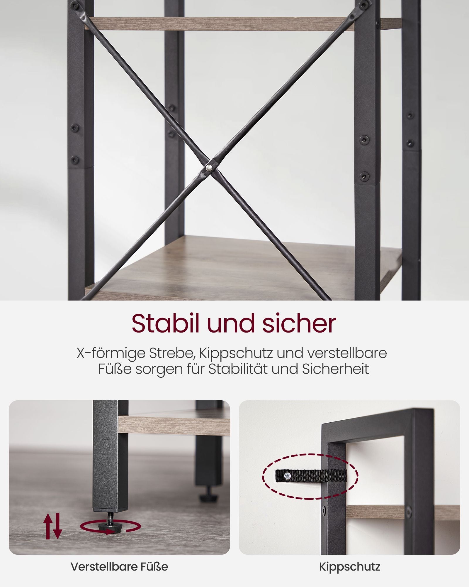 Bücherregal-mit 6 Level-offene Regale-Brege-Zwdeln