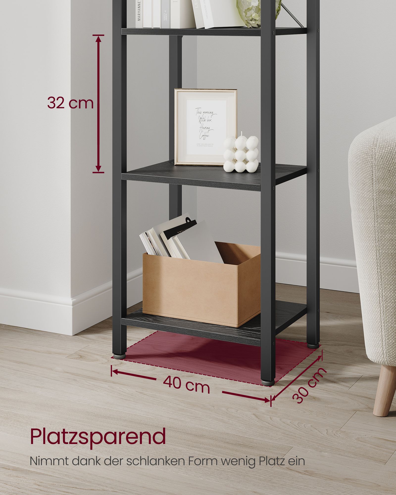 Bücherregal - mit 6 Levels und Griffen