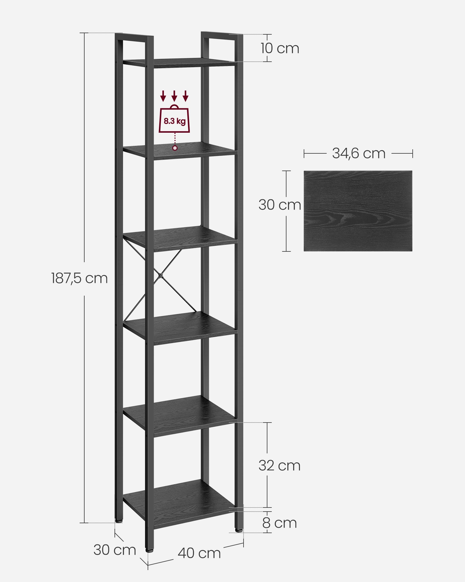 Bücherregal - mit 6 Levels und Griffen