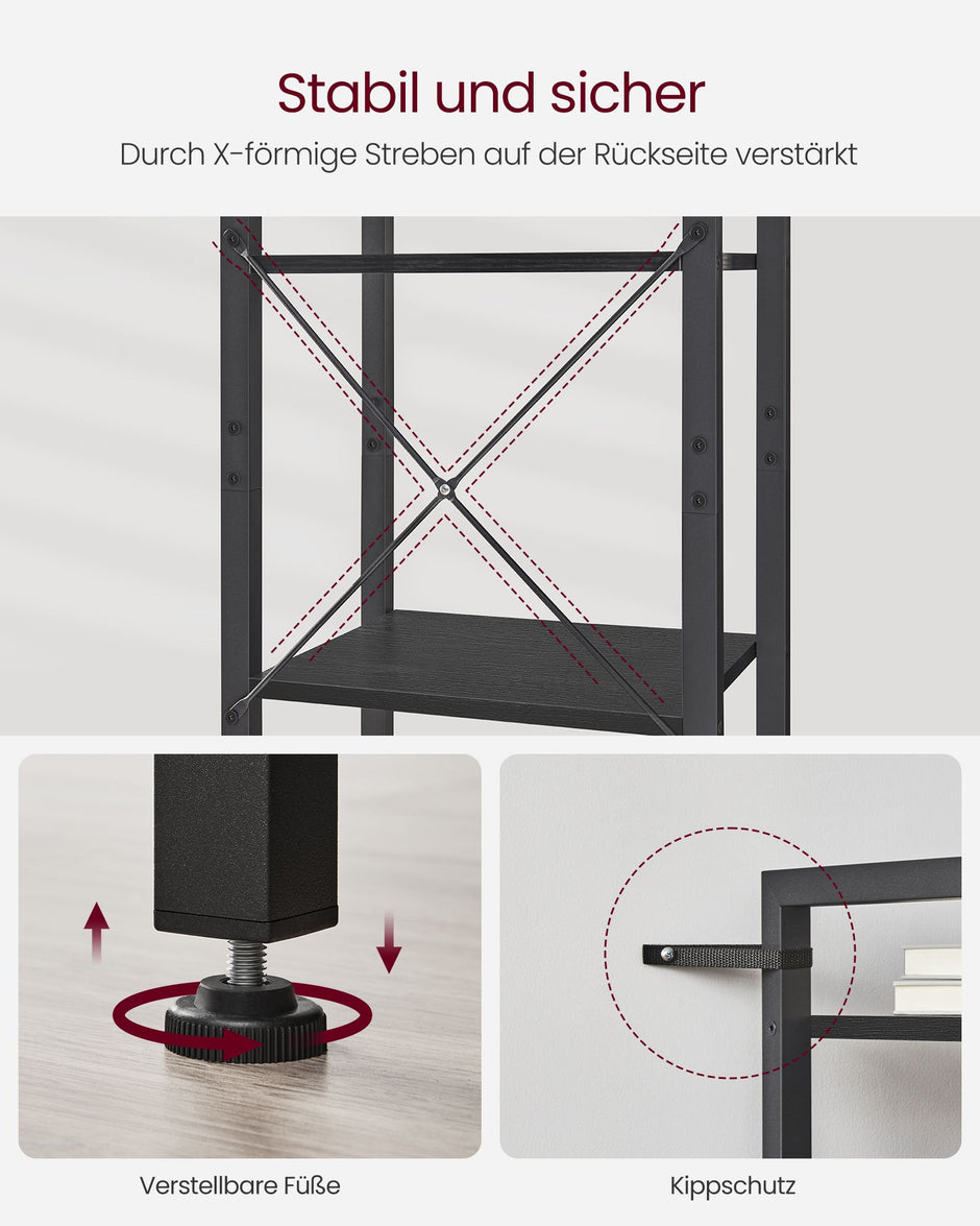 Bücherregal - mit 6 Levels und Griffen