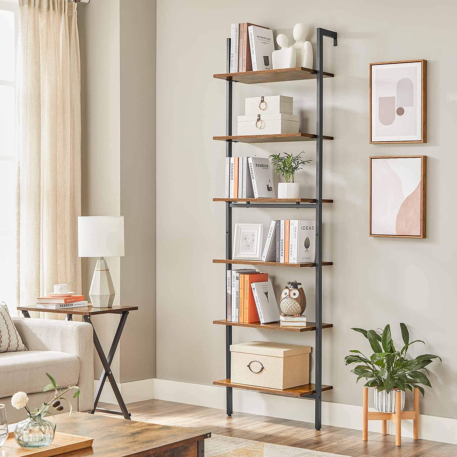 Bücherregal - Leiterbrett - 6 Boards - 60 x 30 x 204,8 cm - Industriedesign