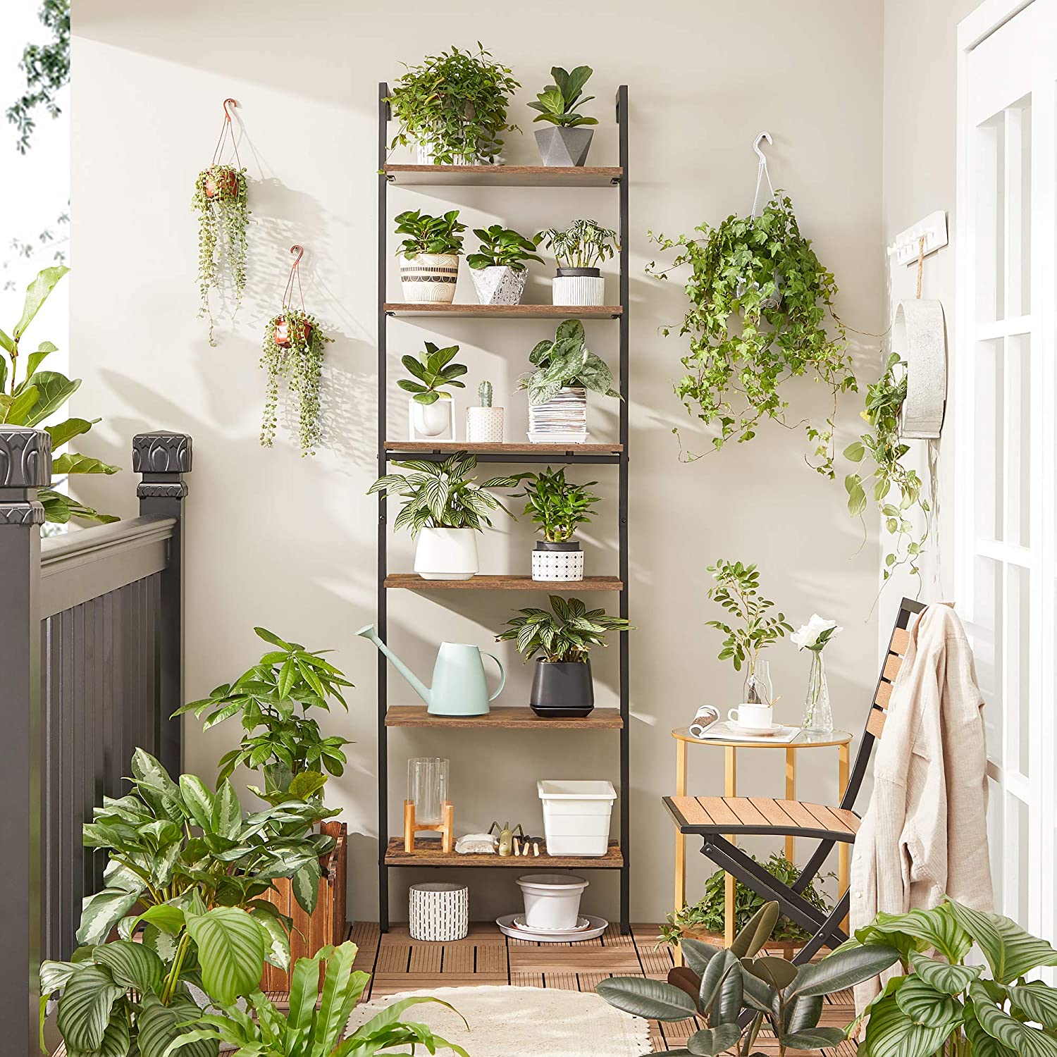 Bücherregal - Leiterbrett - 6 Boards - 60 x 30 x 204,8 cm - Industriedesign