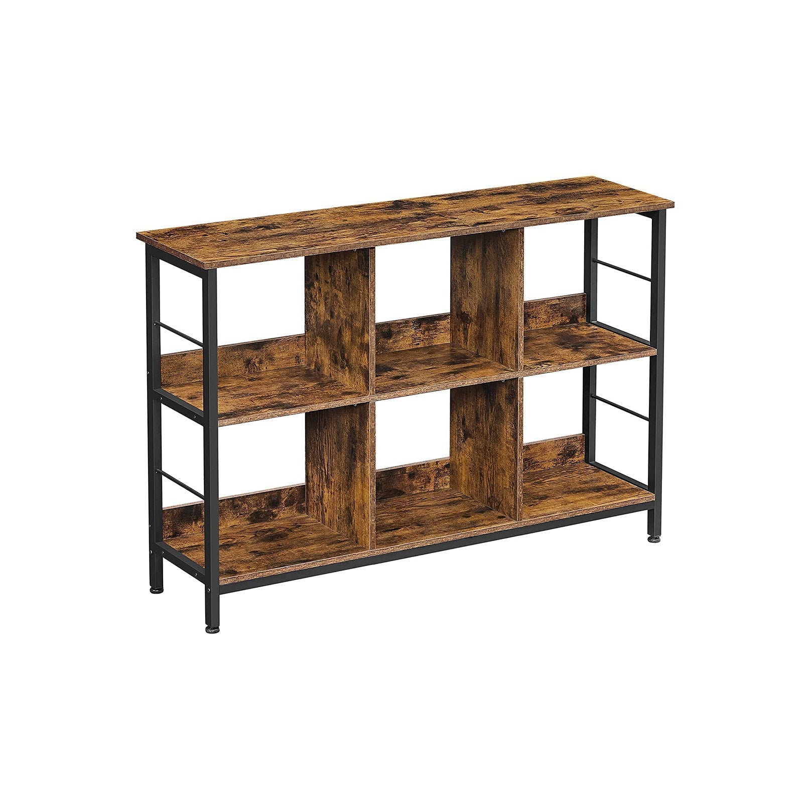 Bücherregal - Stehschrank mit 6 Fächern - Industriedesign - Brown/Schwarz