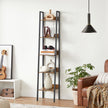 Ladderrek - 5 Planken - Smal - Industrieel Design - Vintage Bruin-Zwart