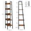 Ladderrek - 5 Planken - Smal - Industrieel Design - Vintage Bruin-Zwart