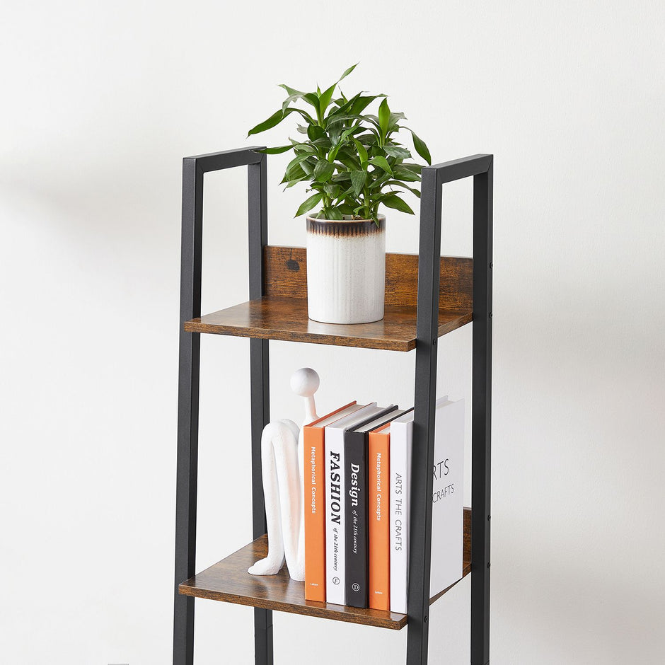 Ladderrek - 5 Planken - Smal - Industrieel Design - Vintage Bruin-Zwart