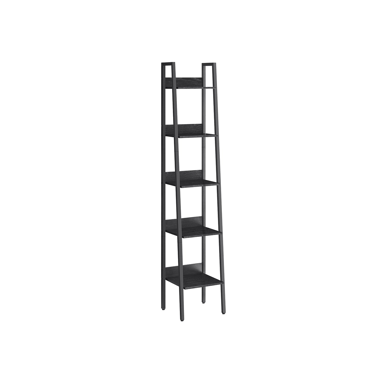 Bücherregal - Leiterregal - mit 5 Levels - Metallrahmen - Schwarz