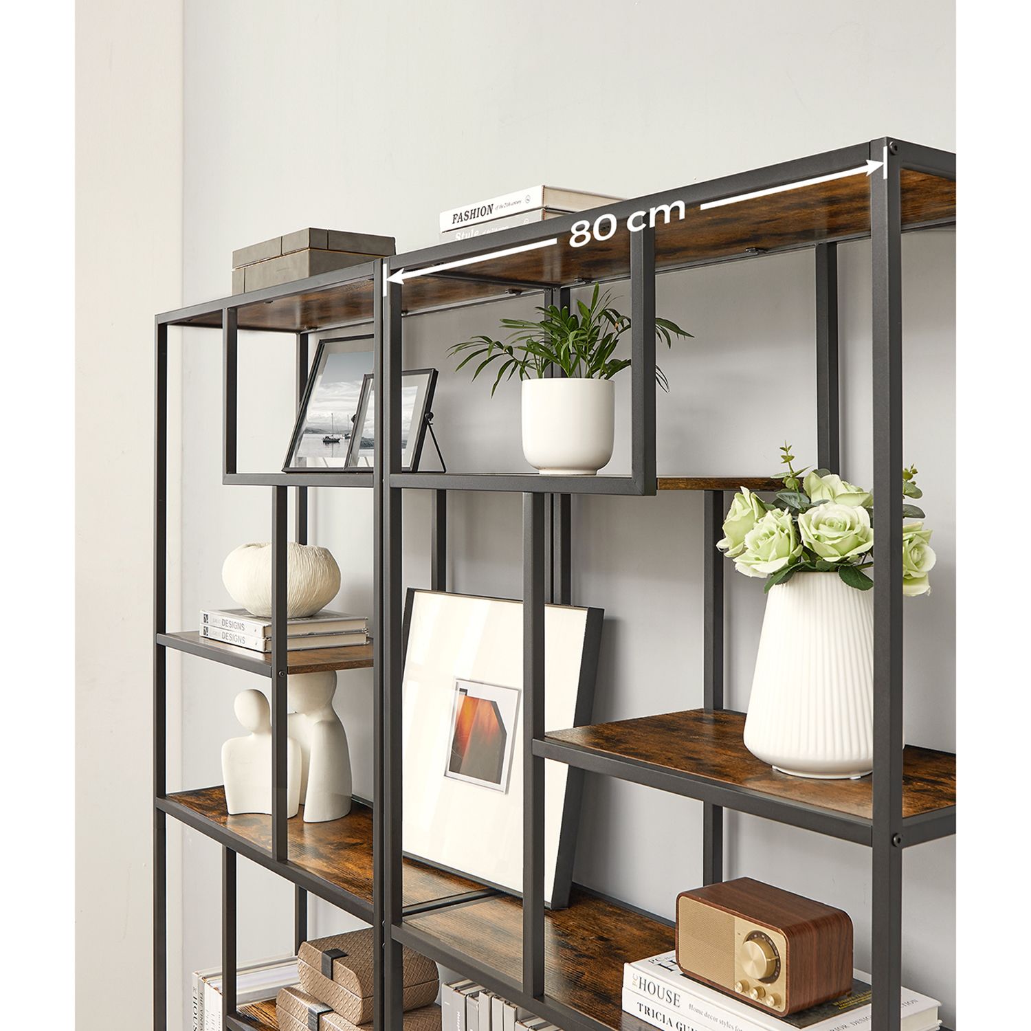 Bücherregal - Dekorschrank - Wohnzimmerschrank - Lagerschrank - Stehschrank - Wandschrank - Vintage Brown