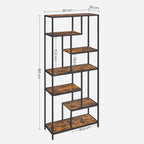 Bücherregal - Dekorschrank - Wohnzimmerschrank - Lagerschrank - Stehschrank - Wandschrank - Vintage Brown
