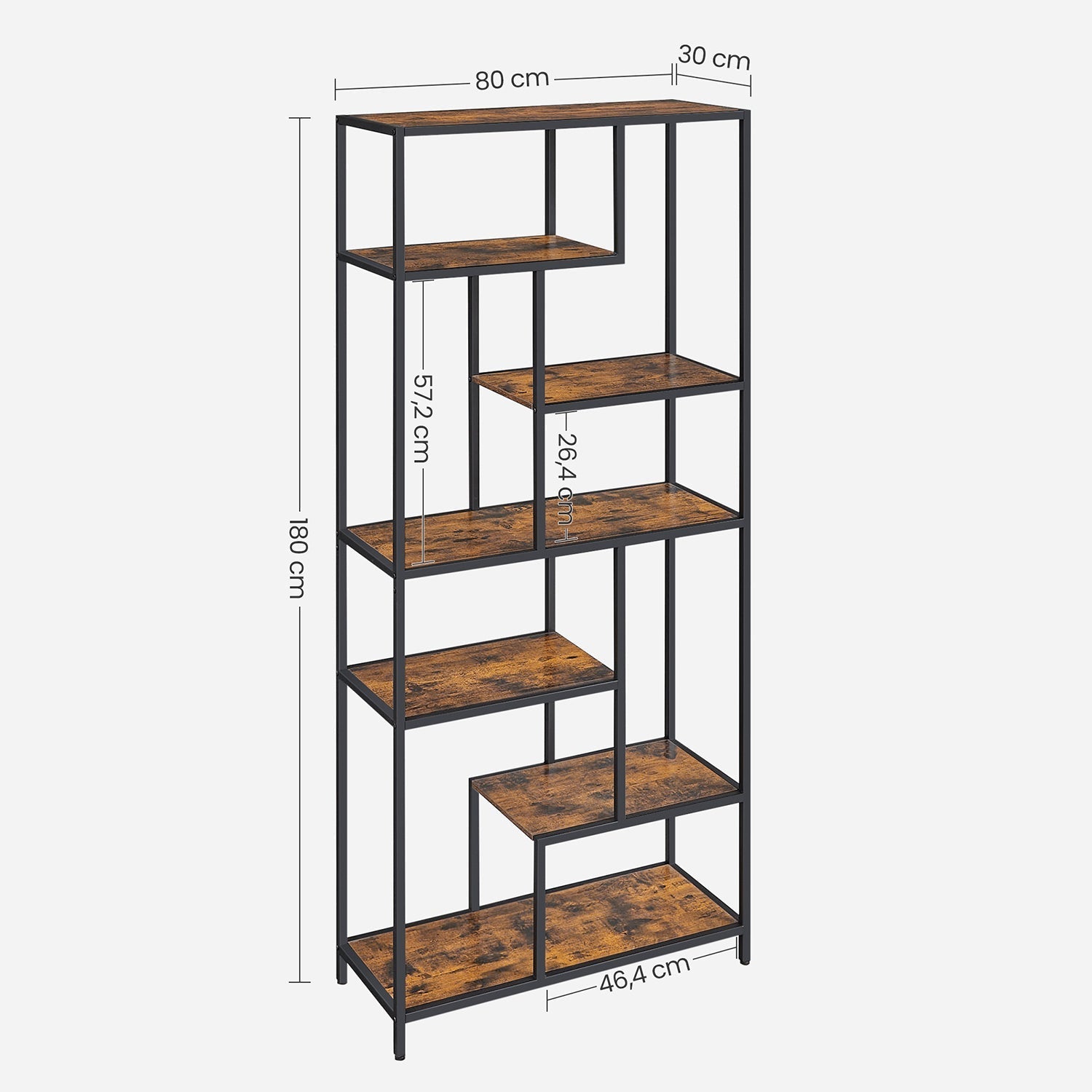 Bücherregal - Dekorschrank - Wohnzimmerschrank - Lagerschrank - Stehschrank - Wandschrank - Vintage Brown