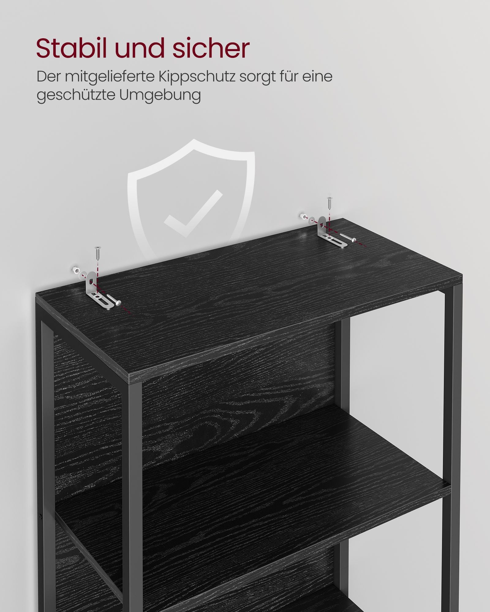 Bücherregal mit 6 Levels und Beleuchtung, 30 x 60 x 180 cm