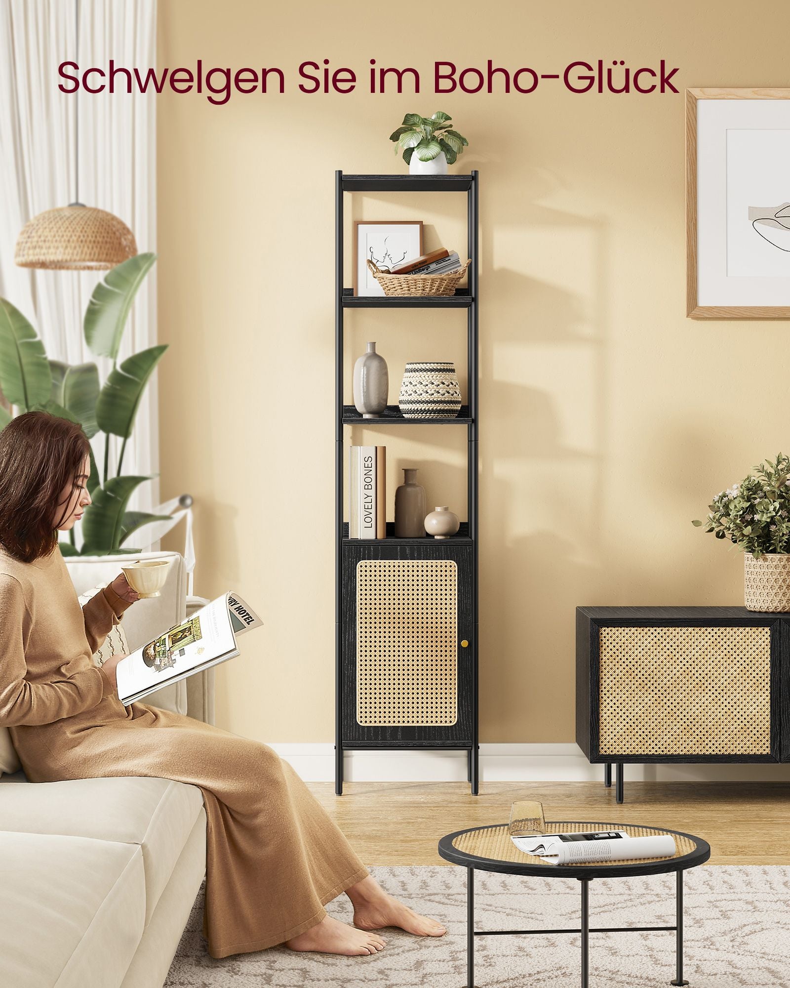 Bücherregal 6 Level mit Metallrahmen Ebbenzwart-Matzwart