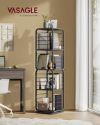 Bücherregal - Wohnzimmerschrank - 4 Schichten - mit Buchstützen - Holz - Schwarz