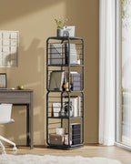 Bücherregal - Wohnzimmerschrank - 4 Schichten - mit Buchstützen - Holz - Schwarz