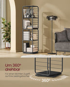 Bücherregal - Wohnzimmerschrank - 4 Schichten - mit Buchstützen - Holz - Schwarz