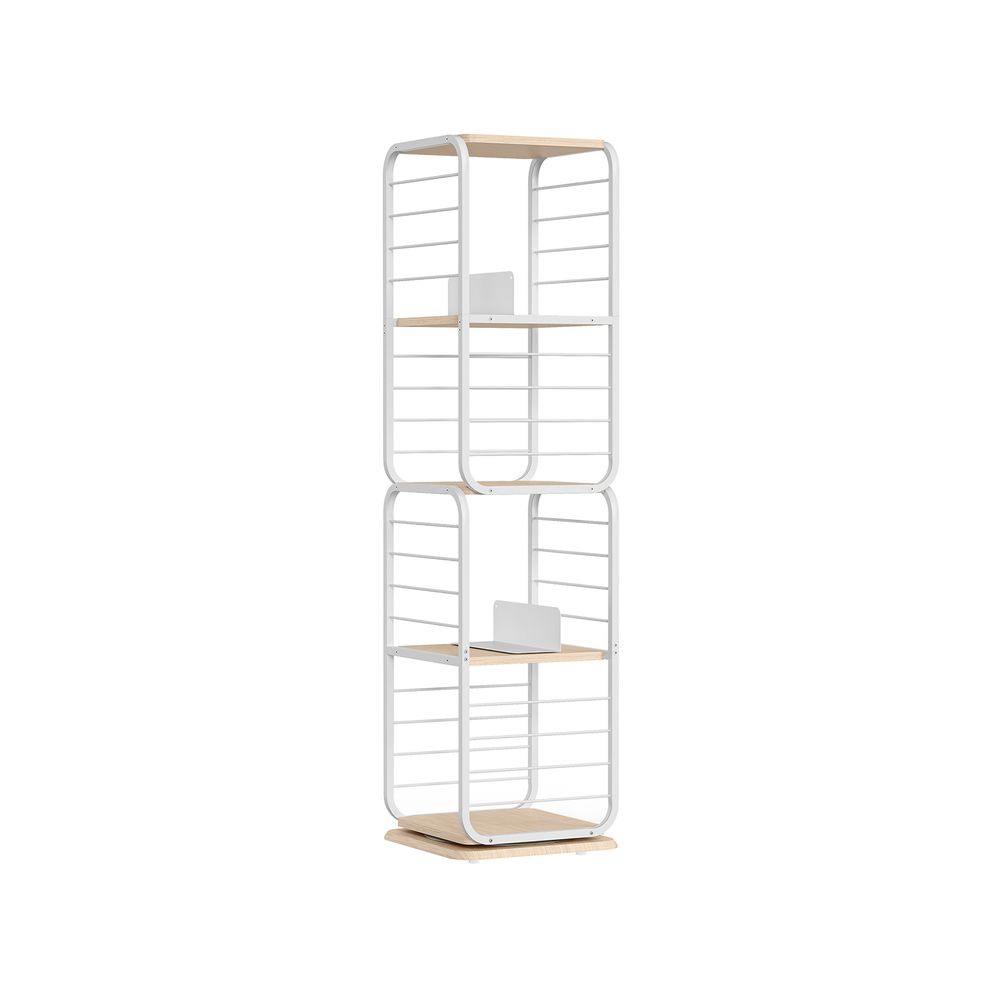 Bücherregal - Wohnzimmerschrank - 4 Schichten - mit Buchstützen - Holz - Weiß