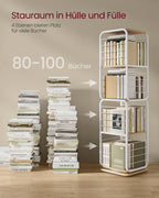 Bücherregal - Wohnzimmerschrank - 4 Schichten - mit Buchstützen - Holz - Weiß