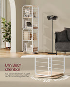 Bücherregal - Wohnzimmerschrank - 4 Schichten - mit Buchstützen - Holz - Weiß