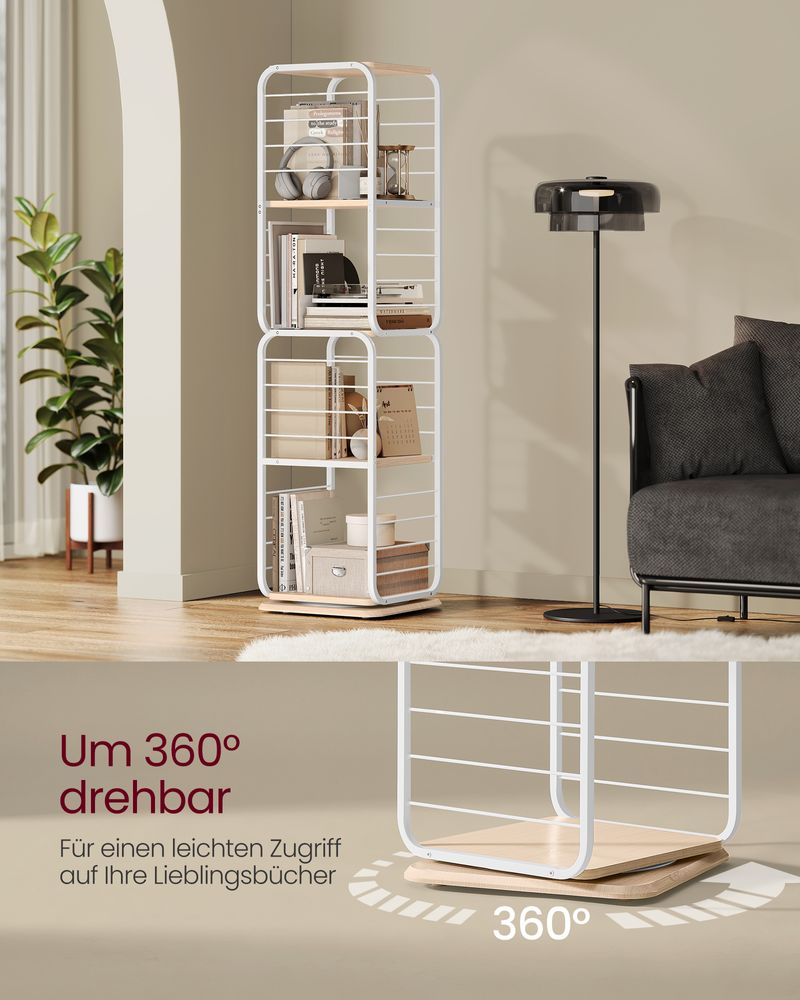 Bücherregal - Wohnzimmerschrank - 4 Schichten - mit Buchstützen - Holz - Weiß
