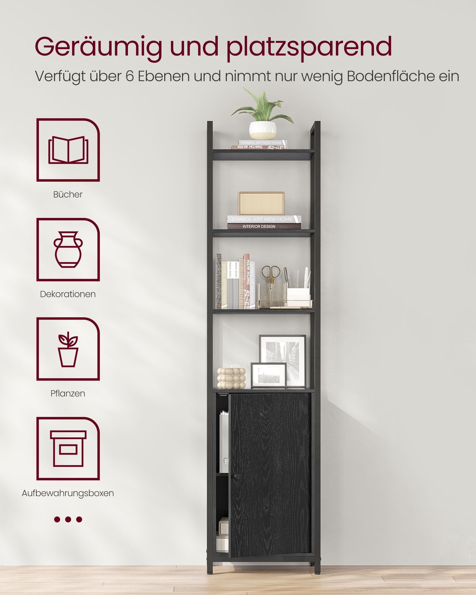 Bücherregal 24 x 40 x 159,5 cm Ebenholz schwarz-ink-schwarz schwarz