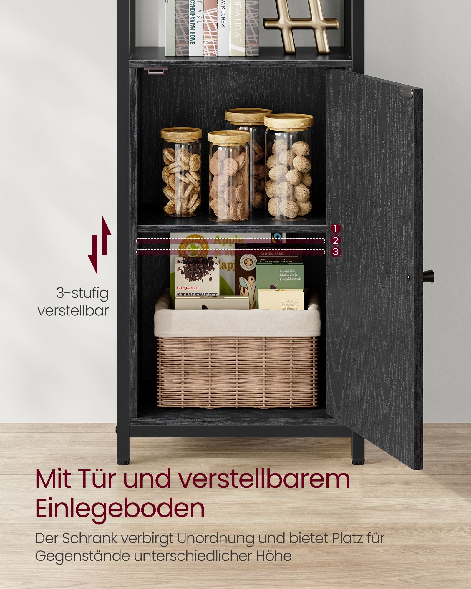 Bücherregal 24 x 40 x 159,5 cm Ebenholz schwarz-ink-schwarz schwarz