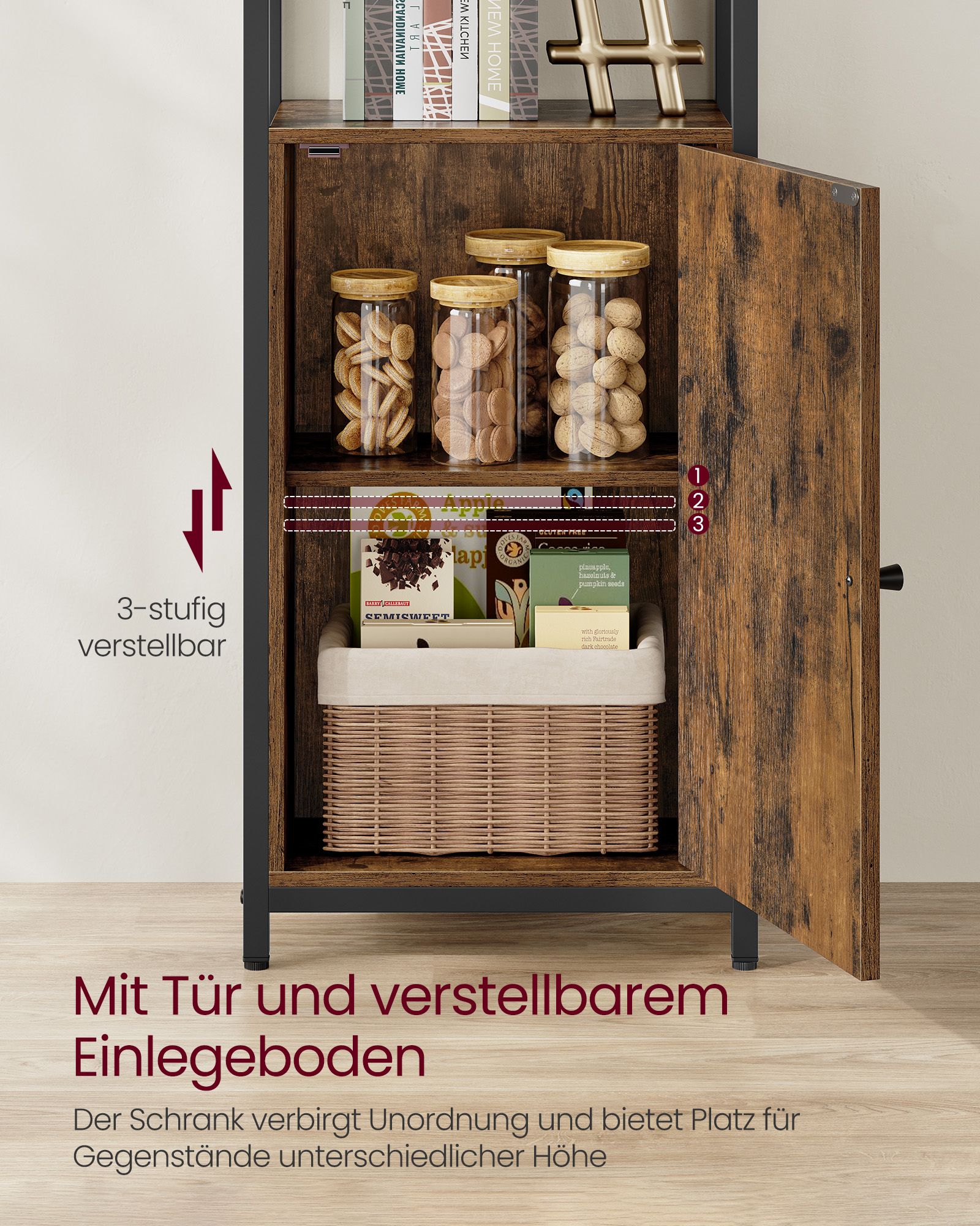 Bücherregal 24 x 40 x 159,5 cm Vintage Brown-ink-Schwarz schwarz