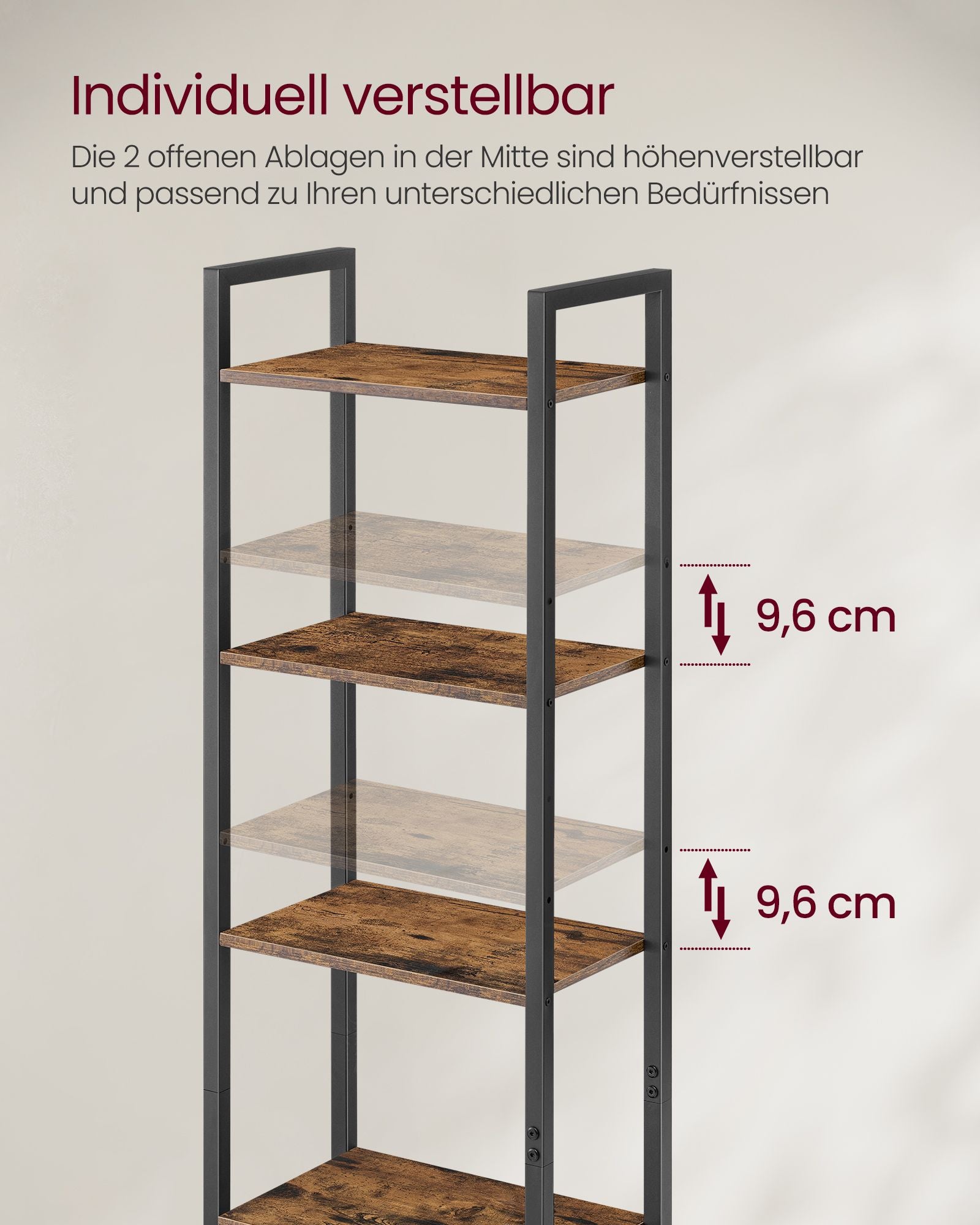 Bücherregal 24 x 40 x 159,5 cm Vintage Brown-ink-Schwarz schwarz