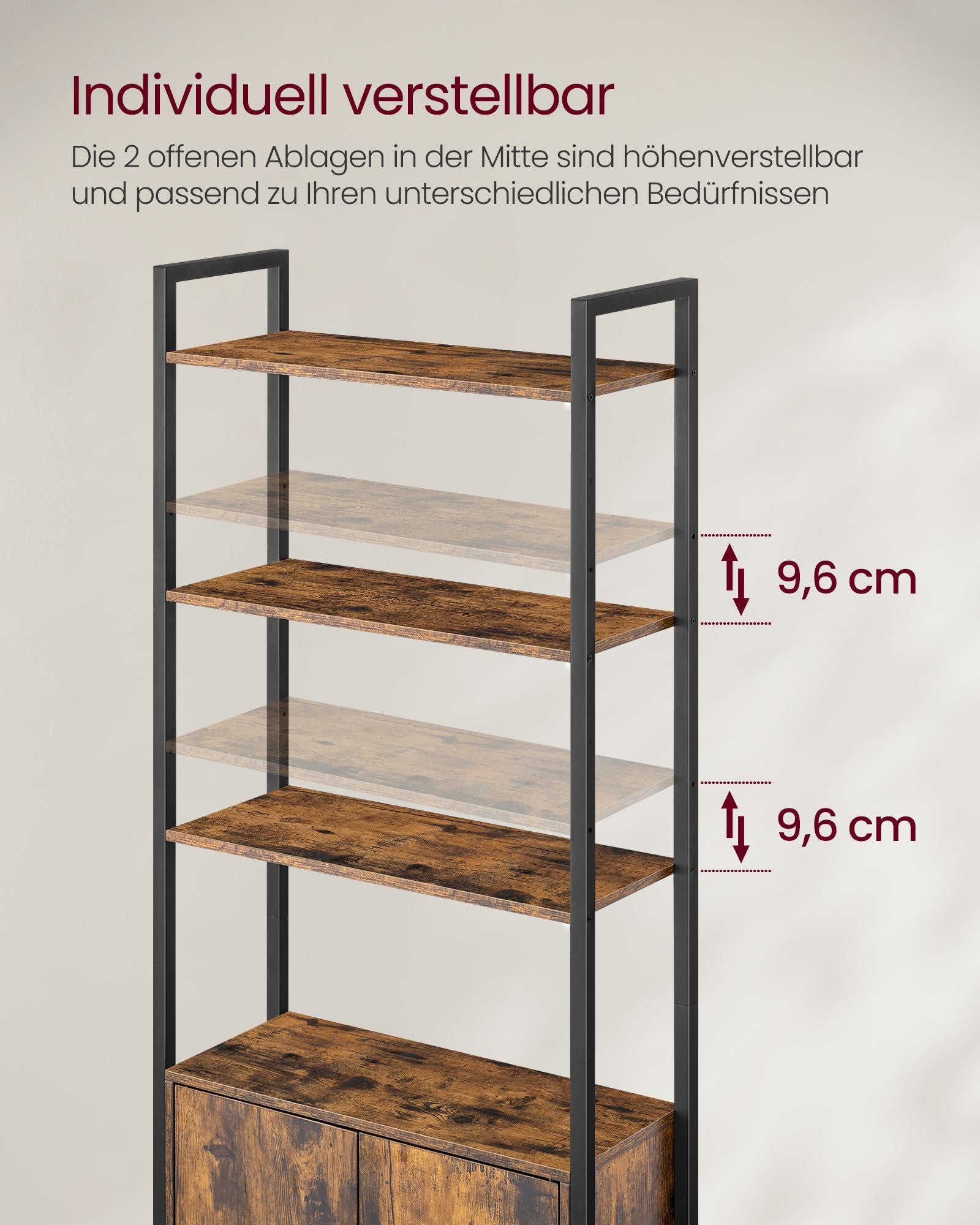 Bücherregal 24 x 60 x 159,5 cm Vintage Brown-Ink-Schwarz schwarz